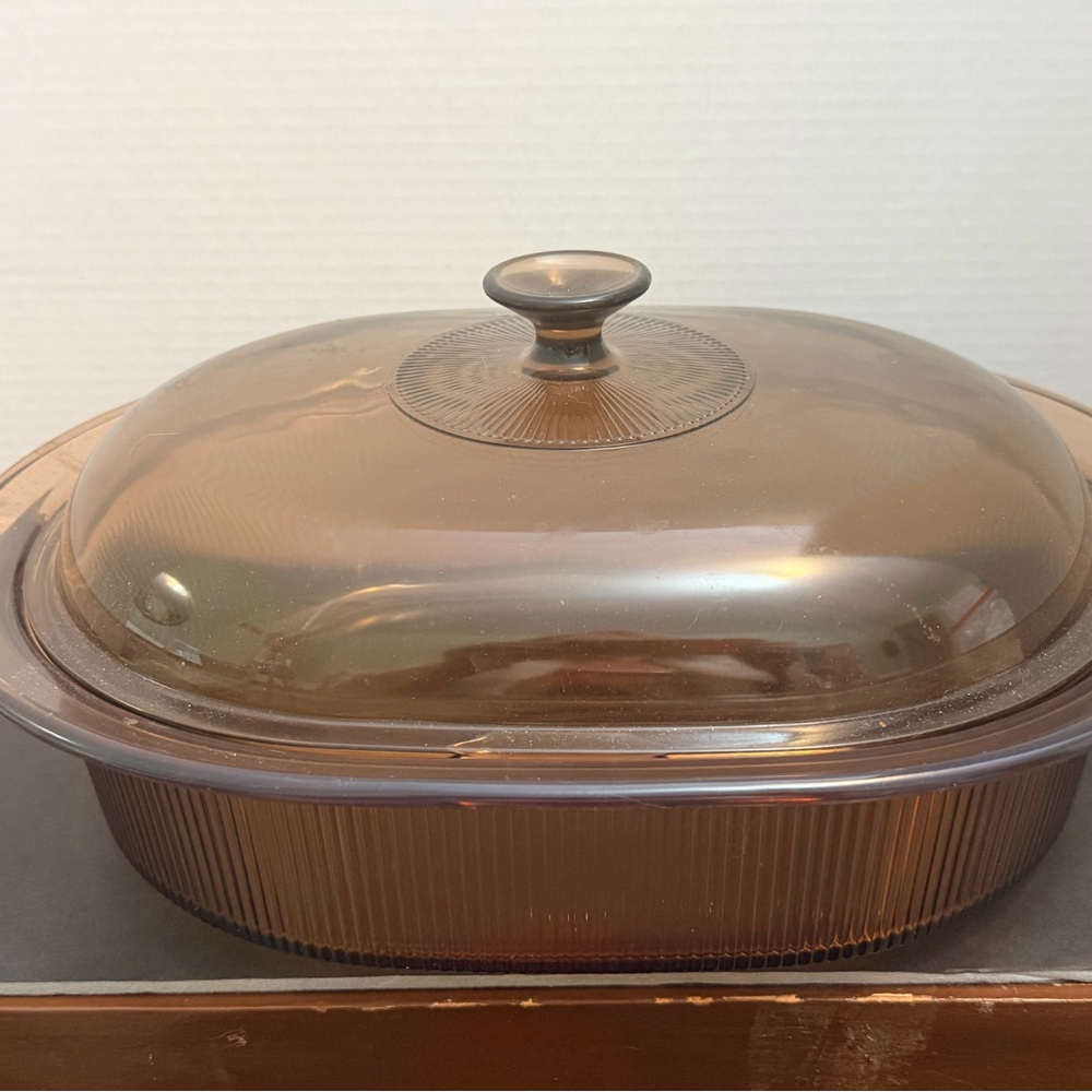 Corningware Brown Glass Baking Dish with Lid 4 quart and two small dishes